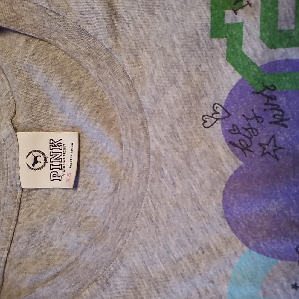 PINK XS TSHIRT GREY Peace, Love, Money print - Picture 4 of 4